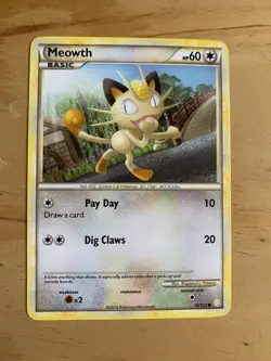 Pokemon TCG Meowth 75/123 Heartgold & Soulsilver Regular NM - Image 1