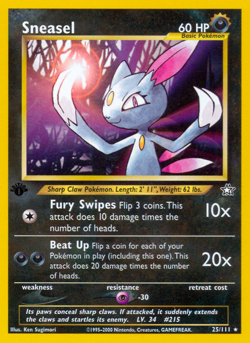 Sneasel 25/111 Rare Neo Genesis Pokemon Unlimited Moderately Played - Image 1
