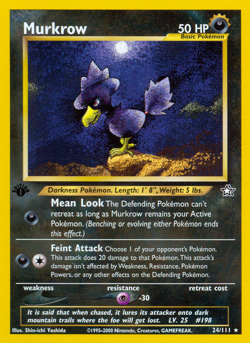 Murkrow 24/111 Rare Neo Genesis Pokemon Unlimited Moderately Played - Image 1