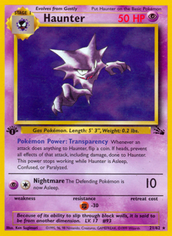 Haunter 21/62 Rare Fossil Pokemon Unlimited Moderately Played - Image 1