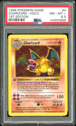 1999 POKEMON GAME BASE SET CHARIZARD HOLO 1ST EDITION THICK STAMP 4/102 PSA 8.5 - Image 1