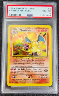 PSA 4 VG/EX 1999 CHARIZARD POKEMON GAME HOLO UNLIMITED BASE SET #4 G4239 - Image 1