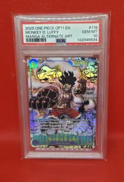 2025 One Piece OP11 118 Fist Divine Speed Monkey D Luffy Manga Alt Art PSA 10 - Image 1