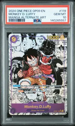 ONE PIECE MONKEY D. LUFFY MANGA OP09-119 Emperors In The New World PSA 10 - Image 1