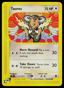 Pokemon Card - Tauros Expedition Base Set 133/165 Common - Image 1