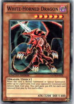 White-Horned Dragon GLD4-EN014 Pyramids Edition - Yu Gi Oh Card - NM - Image 1