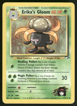 Pokemon Cards Erika's Gloom 45/132 UNLIMITED Gym Heroes WOTC Uncommon NM - Image 1