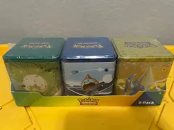 Pokemon Costco Stacking Tins Sealed 3-Pack Set Evolving Skies Fusion Strike - Image 2