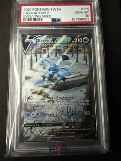 2021 Pokemon Sword & Shield Evolving Skies #175 Glaceon V PSA 10 - Image 1