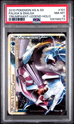 2010 POKEMON TRIUMPHANT PALKIA & DIALGA LEGEND TOP #101 PSA 8 NM #109198273 - Image 1