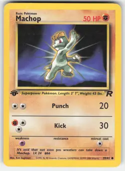 Machop 59/82 Common Team Rocket Pokemon 1st Edition MP (dmg) - Image 1