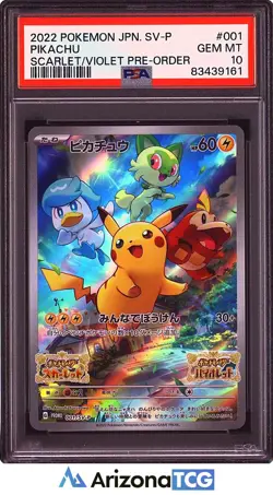 Pokemon 2022 Pikachu 001 Promo Scarlet/Violet Pre-Order Japanese GEM MINT PSA 10 - Image 1