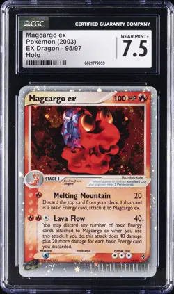 2003 POKEMON EX DRAGON - HOLO #95/97 MAGCARGO EX CGC 7.5 - Image 1