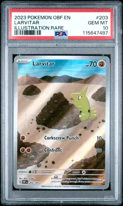 2023 POKEMON OBF EN-OBSIDIAN FLAMES ILLUSTRATION RARE #203 LARVITAR PSA 10 - Image 1
