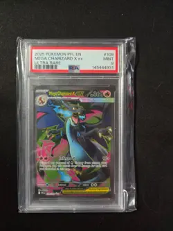 Pokemon 2025 Mega Charizard X ex Mega Evolution #109 PSA 9 - Image 1