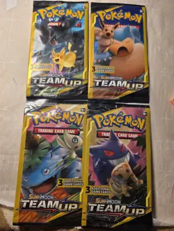 🔥🔥 HEAVY Pokemon Team Up Booster Packs (4x) – SUN & MOON 💎 GUARANTEED HEAVIES - Image 1