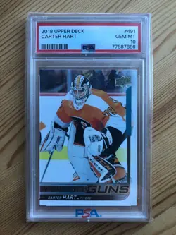 2018-19 UD Upper Deck CARTER HART Young Guns YG Rookie RC PSA 10 PSA10 - Image 1
