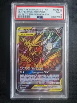 Moltres & Zapdos & Articuno GX SM210 PSA 9 Hidden Fates Promo Pokemon Card - Image 1