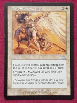Magic The Gathering ONSLAUGHT AKROMA'S BLESSING white card MTG - Image 1