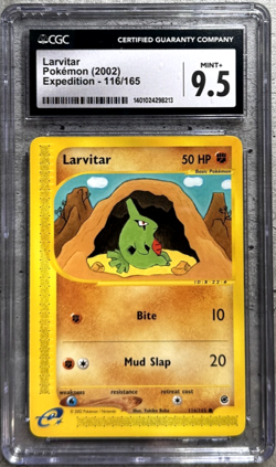 Pokemon Card Larvitar CGC 9.5 Mint+ e-Reader Expedition 116/165, WOTC 2002 (1) - Image 1