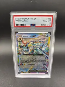 2025 Pokemon Prismatic Evolutions Vaporeon 023/131 Double rare PSA 10 - Image 1