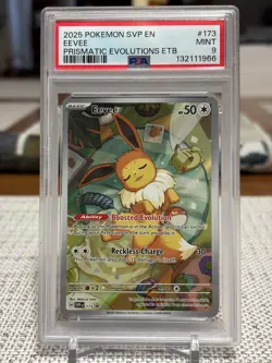 2025 POKEMON SVP EN BLACK STAR PROMO PRISMATIC EVOLUTIONS ETB #173 EEVEE PSA 9 - Image 1