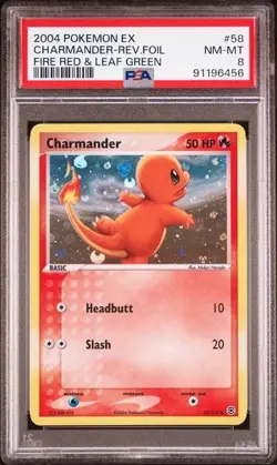 2004 Pokemon Charmander EX Fire Red & Leaf Green Reverse Holo #58 PSA 8 - Image 1