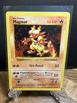 Pokemon TCG Magmar Base Set 36/102 Regular Shadowless Uncommon LP - Image 1