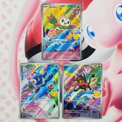 Rowlett 043 + Litten 044 + Popplio 045 - First Partner Pokemon Cards #L437 - Image 1