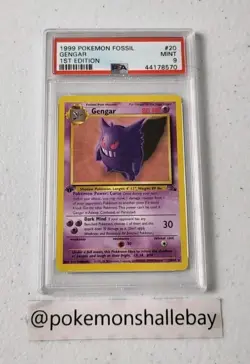 Gengar 1st edition 20/62 - Fossil Set *PSA 9 - MINT* Non Holo Pokemon Card - Image 1