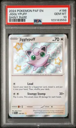 2024 POKEMON PAF EN-PALDEAN FATES SHINY RARE #198 JIGGLYPUFF PSA 10 - Image 1