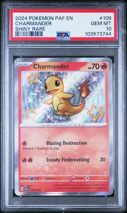 Pokemon Charmander 109/091 SV: Paldean Fates Shiny Rare Holo PSA 10 2024 English - Image 2