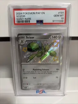 2024 POKEMON PAF EN PALDEAN FATES 191 SCIZOR SHINY RARE PSA 10 - Image 1