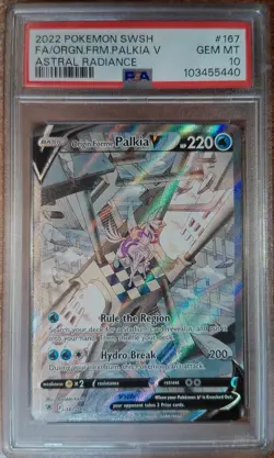 2022 Pokemon Astral Radiance Origin Forme Palkia V Alt Art 167/189 PSA 10 - Image 1