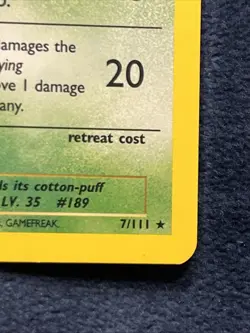 Jumpluff 7/111 Neo Genesis Holo Pokemon TCG SET BREAK Printer Hickey Error - Image 4