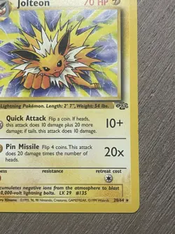 Pokemon: Jolteon 1st Edition #20/64 Jungle Rare Non-holo 1999 WOTC - LP - - Image 4