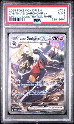 2025 POKEMON DRI EN-DESTINED RIVALS #232 CYNTHIA'S GARCHOMP EX PSA 9 - Image 1