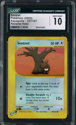 2003 Pokemon Aquapolis Sentret Reverse Holo 107/147 CGC Gem Mint 10 - Image 1