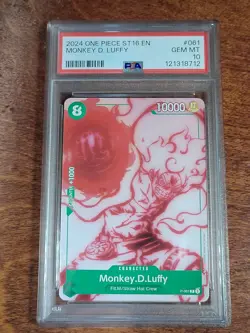 2024 One Piece P-061 Monkey D Luffy ST16 Green Uta Promo PSA 10 GEM MINT Rare - Image 1