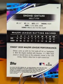 2021 Topps Finest Shohei Ohtani Los Angeles Angels Base Card #54 - Image 2
