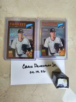 2026 Topps Heritage Cam Schlittler New York Yankees Rookie Card Lot of 2 - Image 1