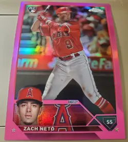 ZACH NETO 2023 Topps Chrome Update Pink Refractor Rookie Card #USC34 ANGELS RC - Image 1