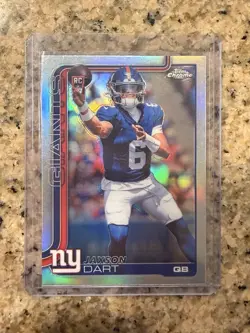 2025 Topps Chrome Refractor Rookie Jaxson Dart #306 New York Giants NFL Card - Image 1