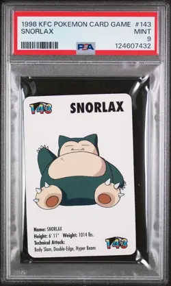 1998 KFC POKEMON CARD GAME #143 SNORLAX PSA 9 - Image 1