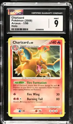 CGC 9 MINT Charizard 1/99 Holo Arceus Pokemon Card - Image 1