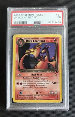 Dark Charizard Team Rocket Non Holo 21/82 Pokemon Card WOTC PSA 1 - Image 1