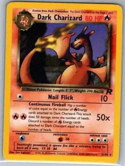Dark Charizard 21/82 Non Holo Team Rocket - Pokemon Card - LP - Image 1