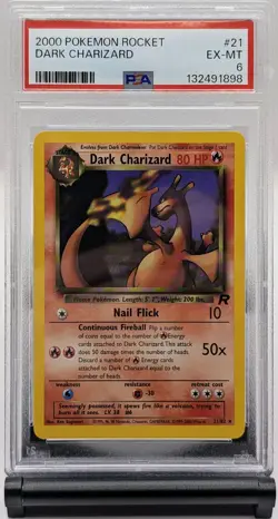 Pokemon Dark Charizard Team Rocket 21/82 Unlimited Card PSA 6 Non-Holo - Image 1