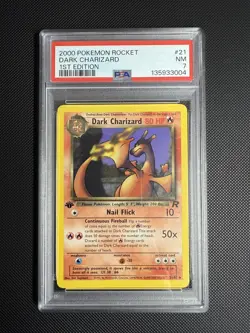 1st Edition Dark Charizard 21/82 Team Rocket Pokemon Card PSA 7 Non Holo - Image 1