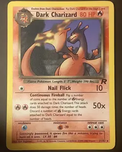 Dark Charizard | Pokemon | Team Rocket | 21/82 Non-Holo Card | Excellent cond. - Image 1